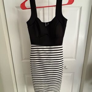Windsor Black & White Striped Mini Dress